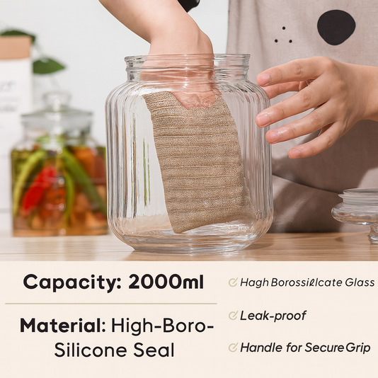 2000ml Pop Barni Glass Storage Jar with Airtight Silicone Seal Lid