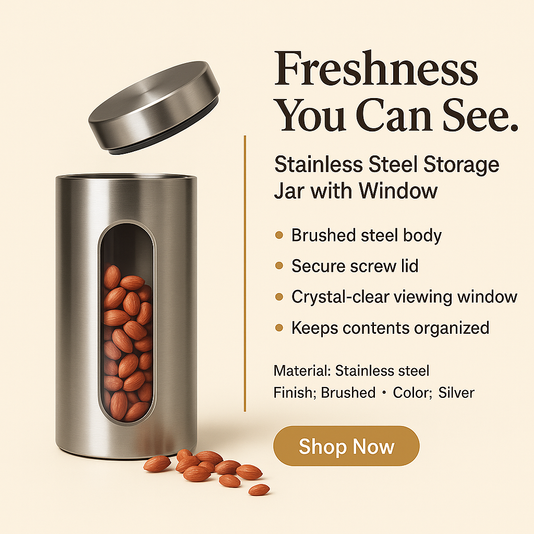 Steel Lid Clear Glass Jars for Kitchen Storage & Spices