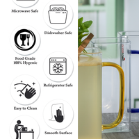 Set of 2 Tall Glass Coffee Mugs 400ml – Color Handle Clear Cups