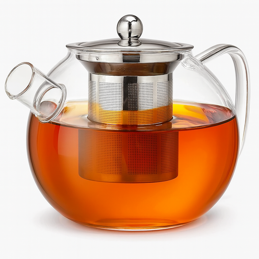 1000ml Glass Teapot with Infuser & Steel Strainer – Stovetop Safe