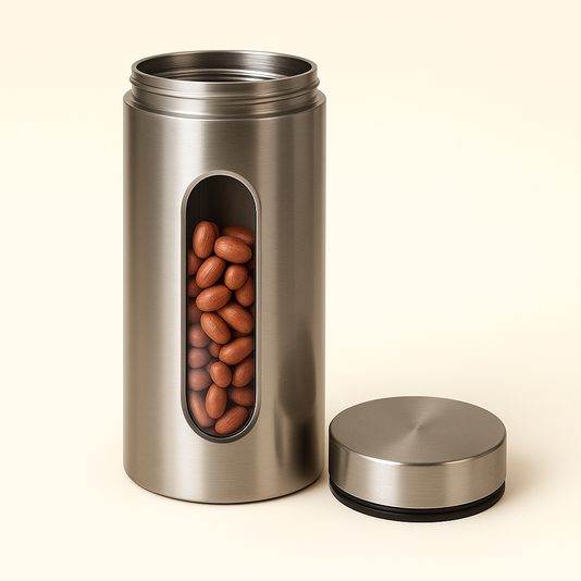 Steel Lid Clear Glass Jars for Kitchen Storage & Spices