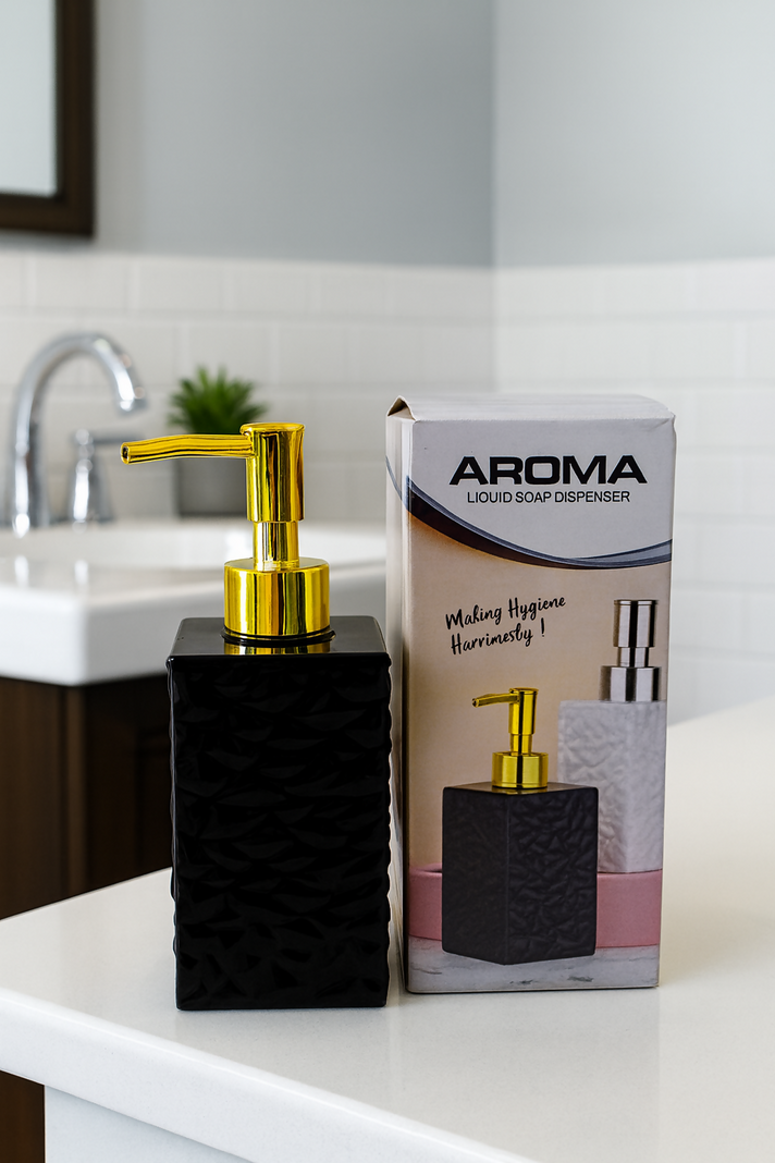Premium Liquid Soap Dispenser Black and Gold
