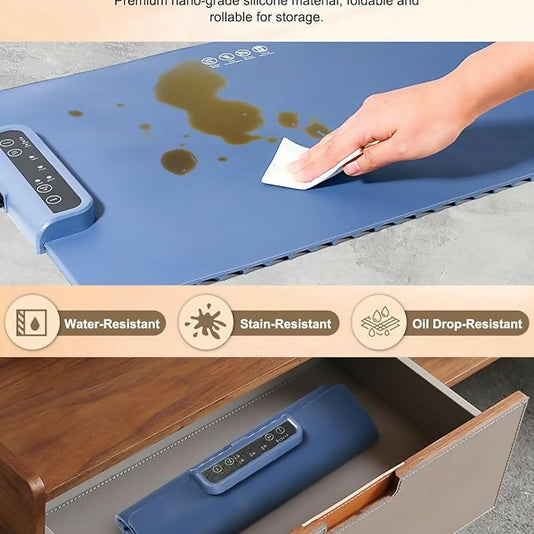 Electric Food Warming Tray Mat with Adjustable Temperature | Large Buffet Server Hot Plate | Portable Non-Stick Heating Pad for Dining Table, Kitchen & Party Serving