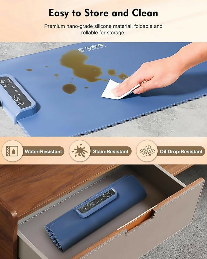 Electric Food Warming Tray Mat with Adjustable Temperature | Large Buffet Server Hot Plate | Portable Non-Stick Heating Pad for Dining Table, Kitchen & Party Serving