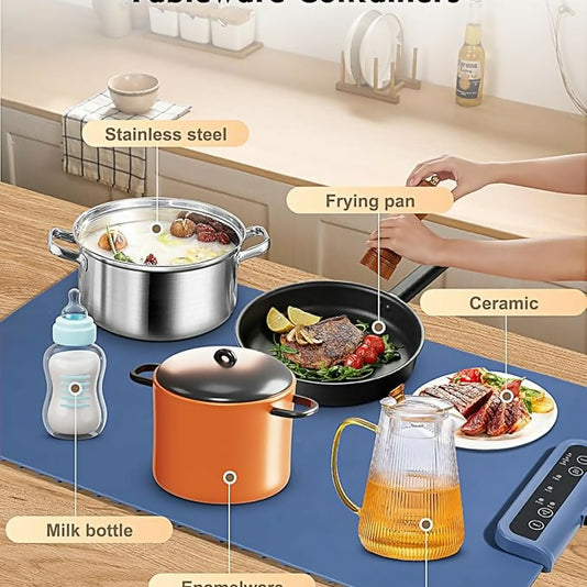 Electric Food Warming Tray Mat with Adjustable Temperature | Large Buffet Server Hot Plate | Portable Non-Stick Heating Pad for Dining Table, Kitchen & Party Serving