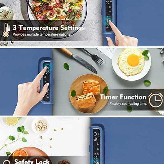 Electric Food Warming Tray Mat with Adjustable Temperature | Large Buffet Server Hot Plate | Portable Non-Stick Heating Pad for Dining Table, Kitchen & Party Serving