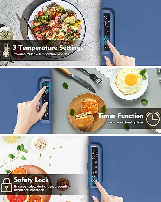 Electric Food Warming Tray Mat with Adjustable Temperature | Large Buffet Server Hot Plate | Portable Non-Stick Heating Pad for Dining Table, Kitchen & Party Serving