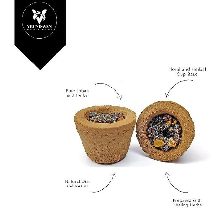 VRUNDAVAN NURSERY & GAUSHALA Sambrani Dhoop Cups for Pooja, Natural & Aromatic Premium Loban Cups, Long-Lasting Fragrance (12 Piece Set)