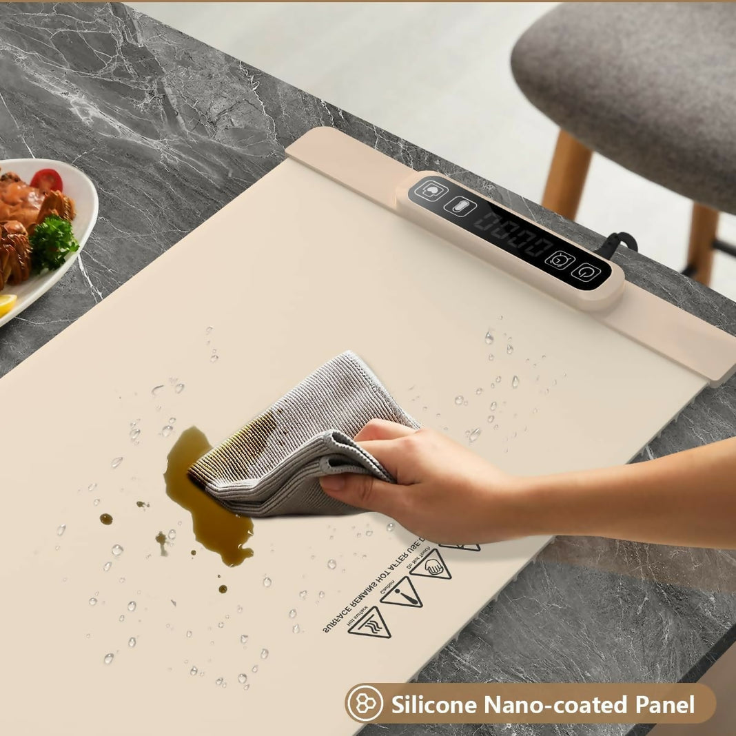 WYVERA Electric Food Warming Tray Mat with Adjustable Temperature | Large Buffet Server Hot Plate | Portable Non-Stick Heating Pad for Dining Table, Kitchen & Party Serving